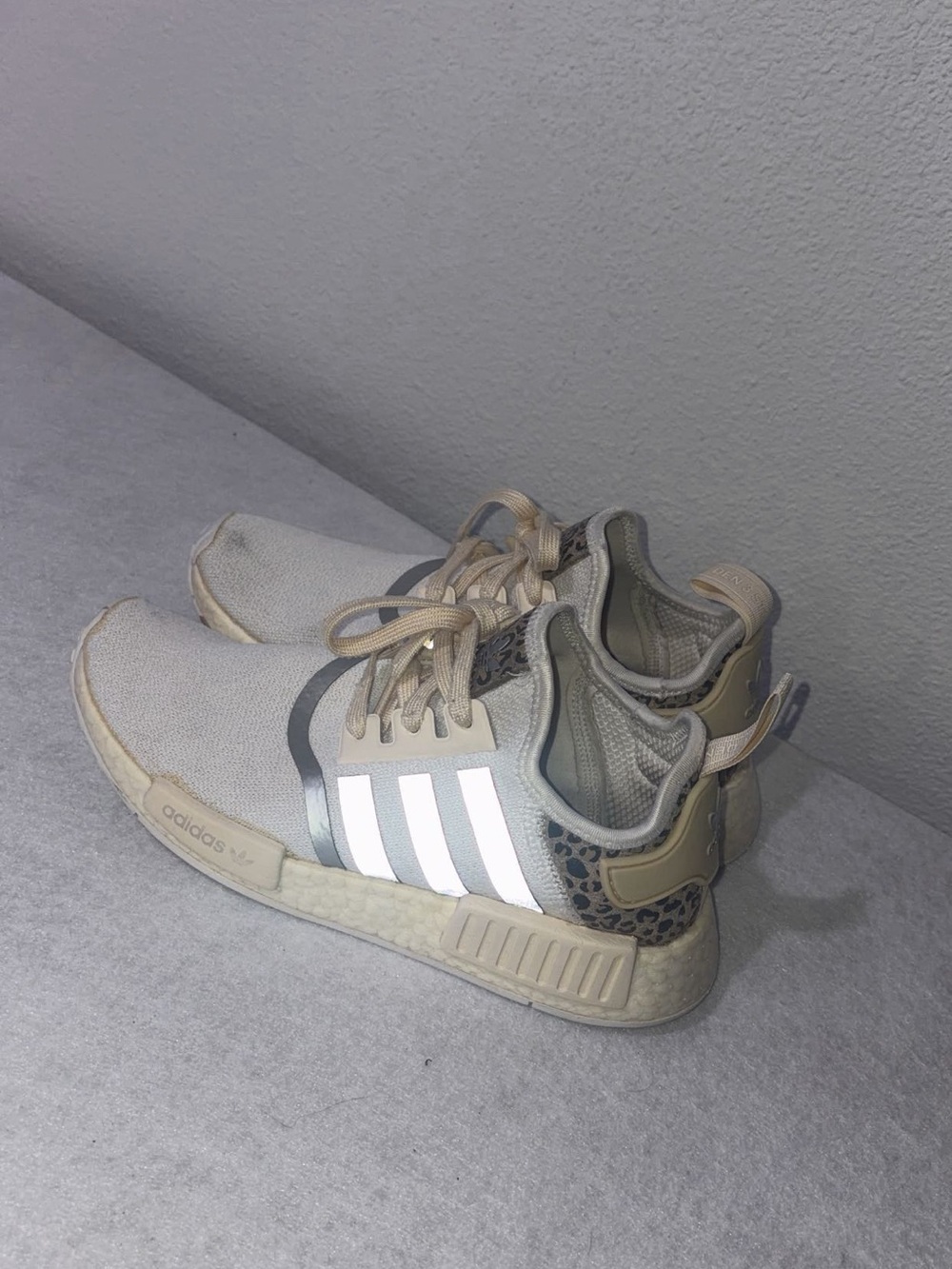 adidas Kids Beige and White NMD-Style Sneakers with Animal Accent